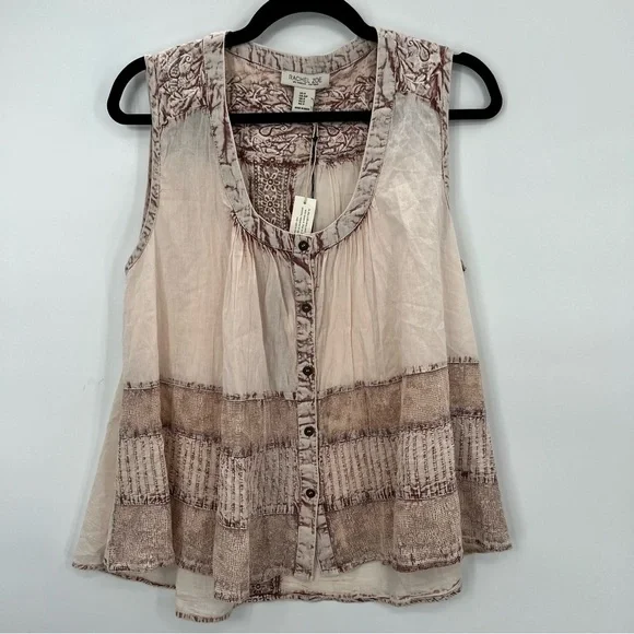 NWT Rachel Zoe Colorblock Knit Sleeveless Button Blouse Shirt Top Paisley S - Picture 4 of 10